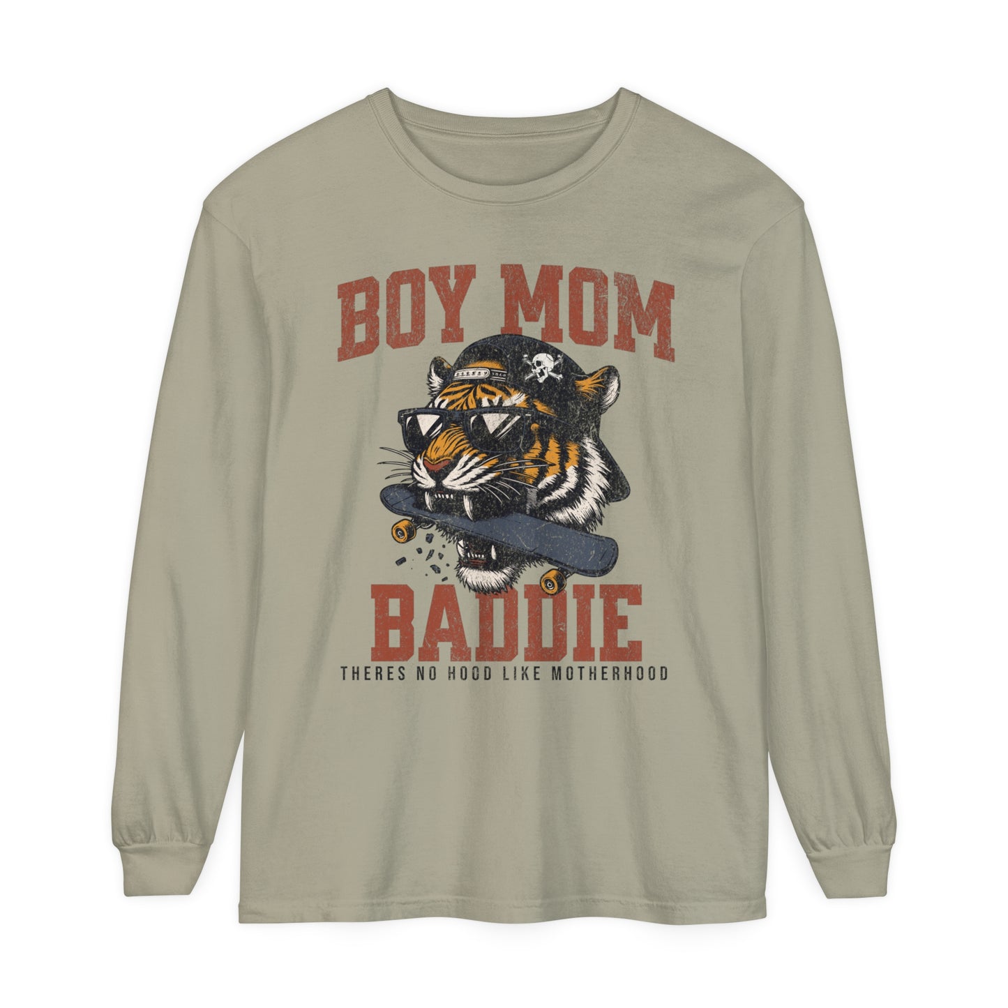 Baddie Boy Mom | Unisex Garment Dyed Long Sleeve Tee