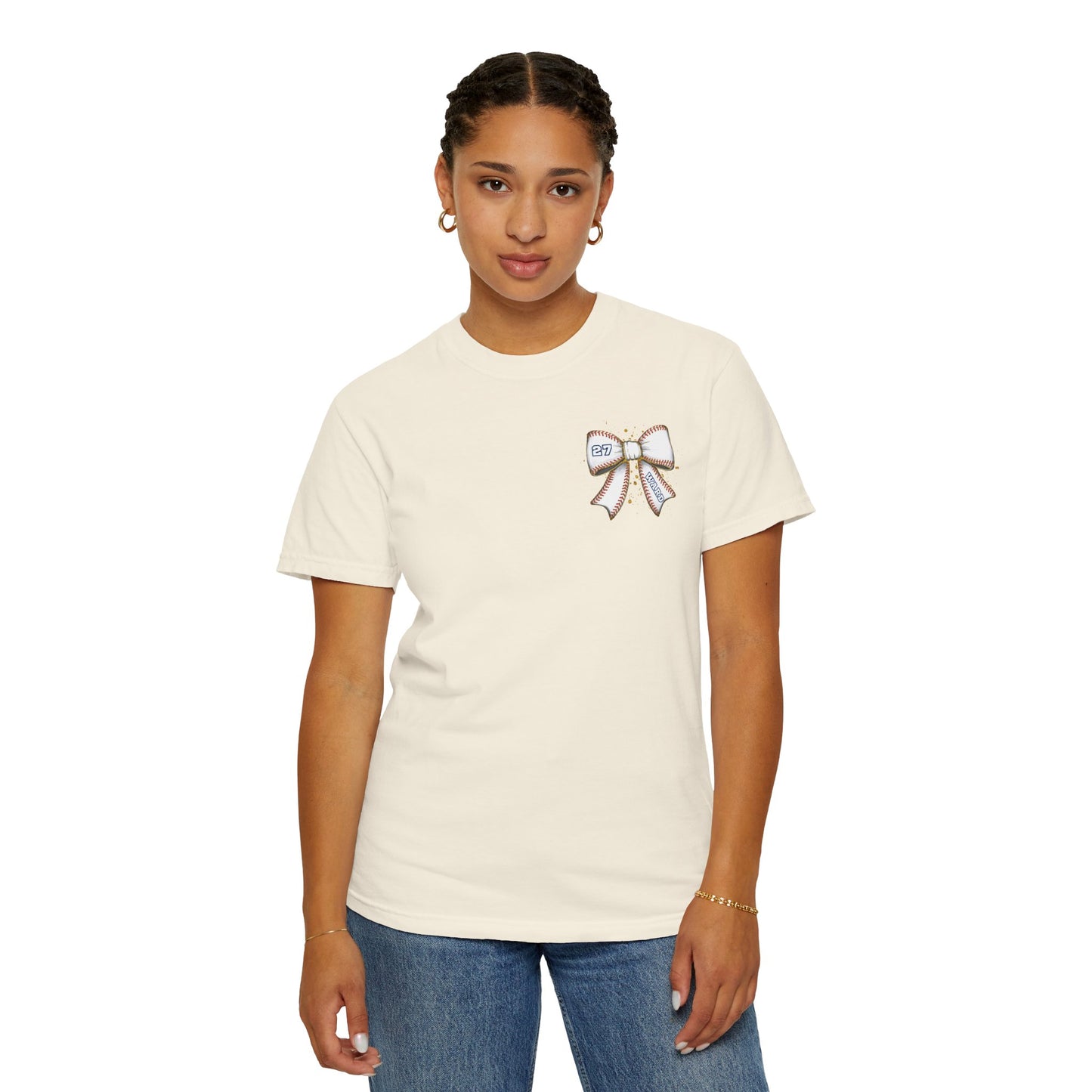 Personalized Game Day Bow Garment-Dyed Tee