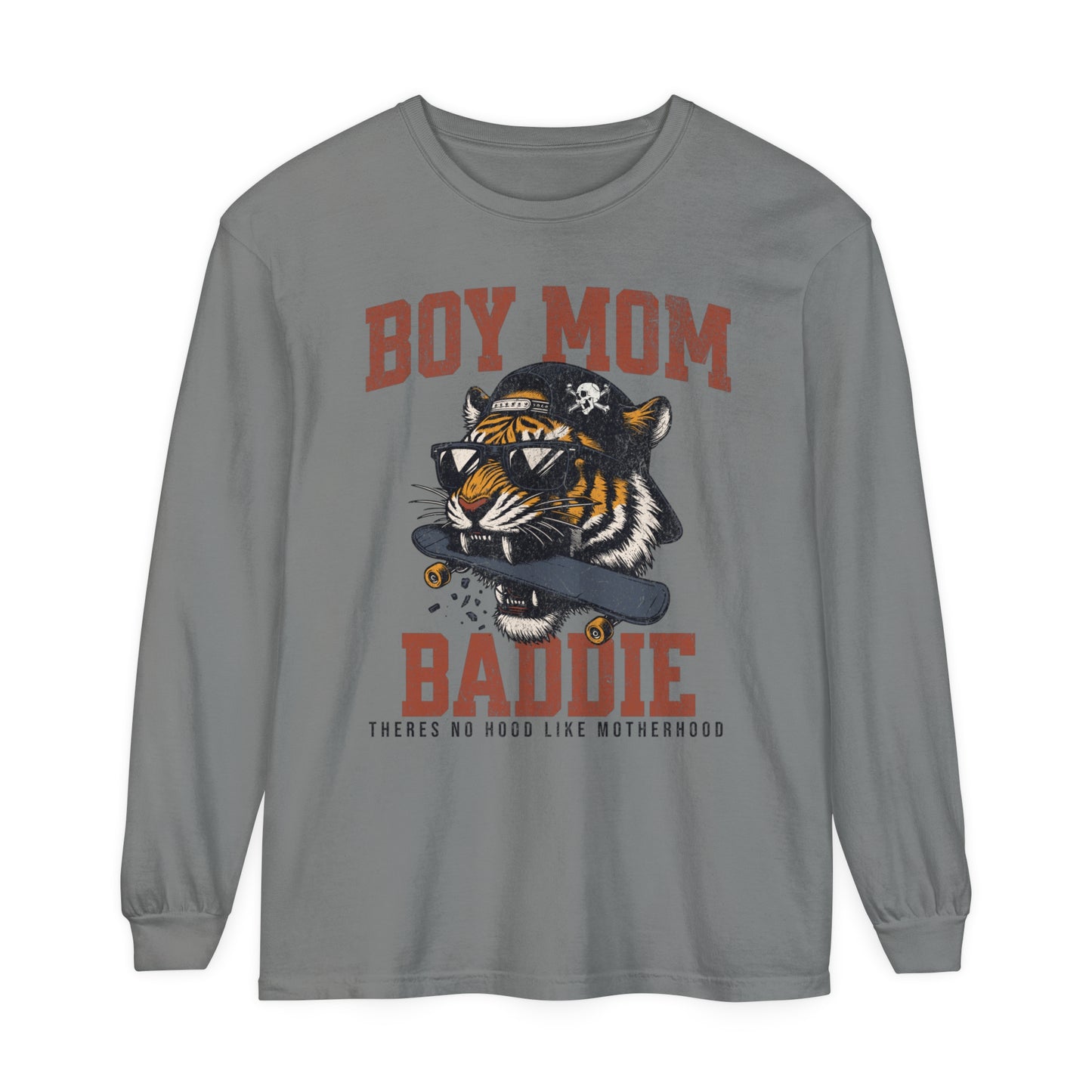Baddie Boy Mom | Unisex Garment Dyed Long Sleeve Tee
