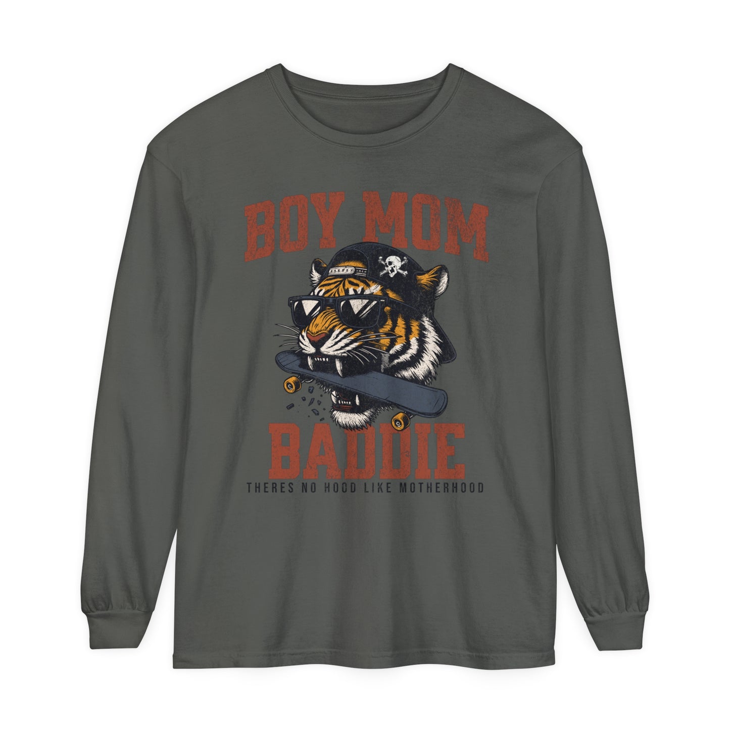 Baddie Boy Mom | Unisex Garment Dyed Long Sleeve Tee