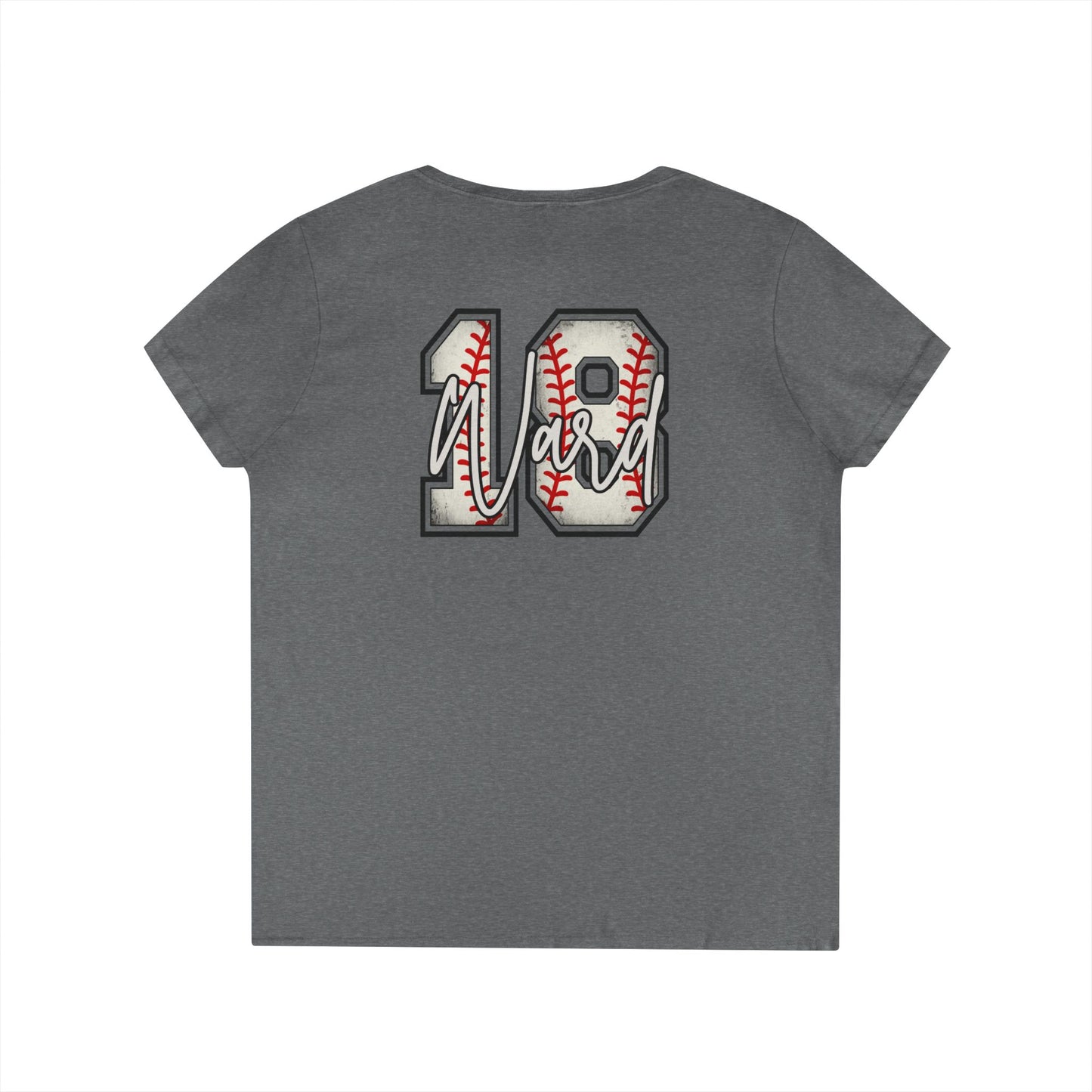 Personalized Vintage Baseball Mama V-Neck Tee