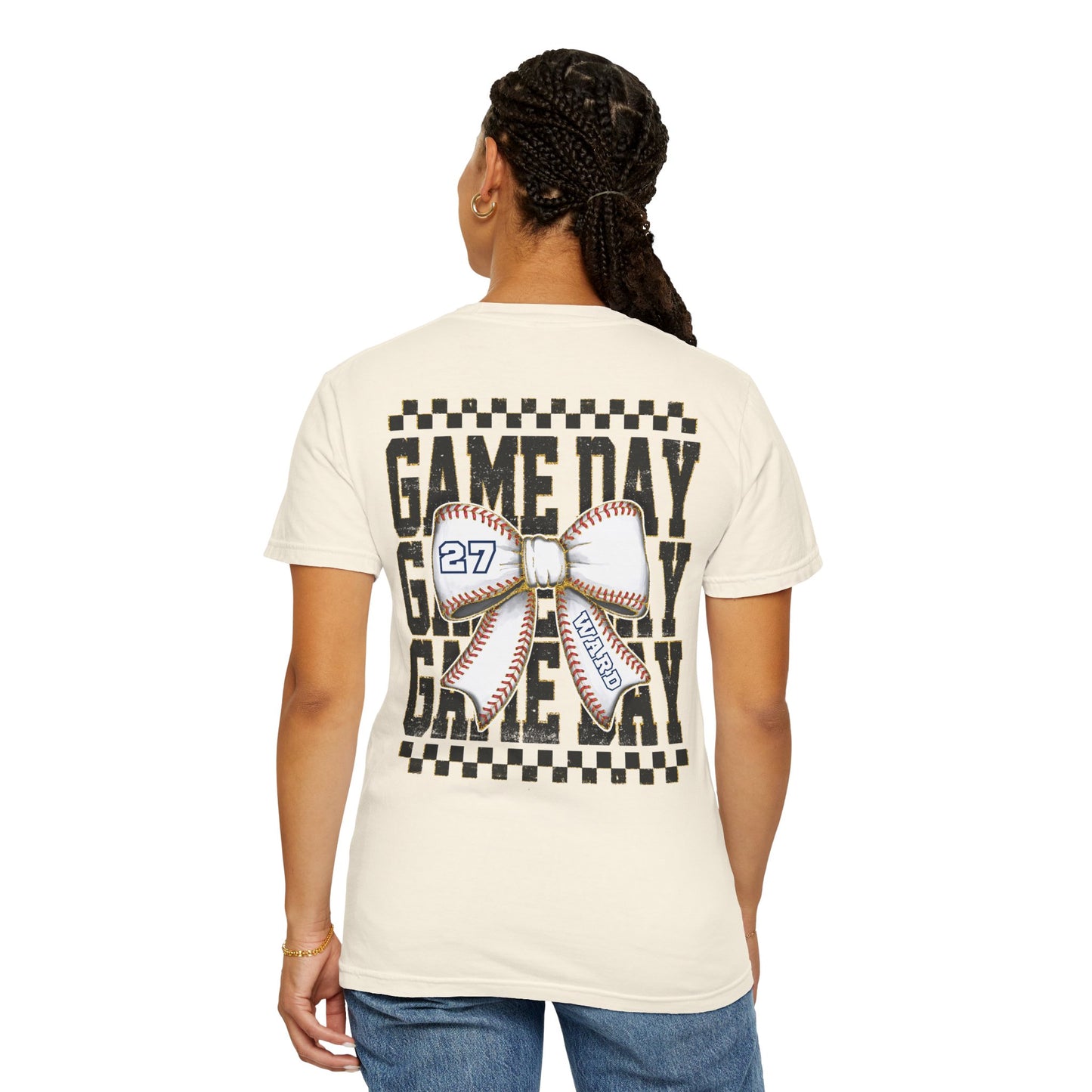 Personalized Game Day Bow Garment-Dyed Tee