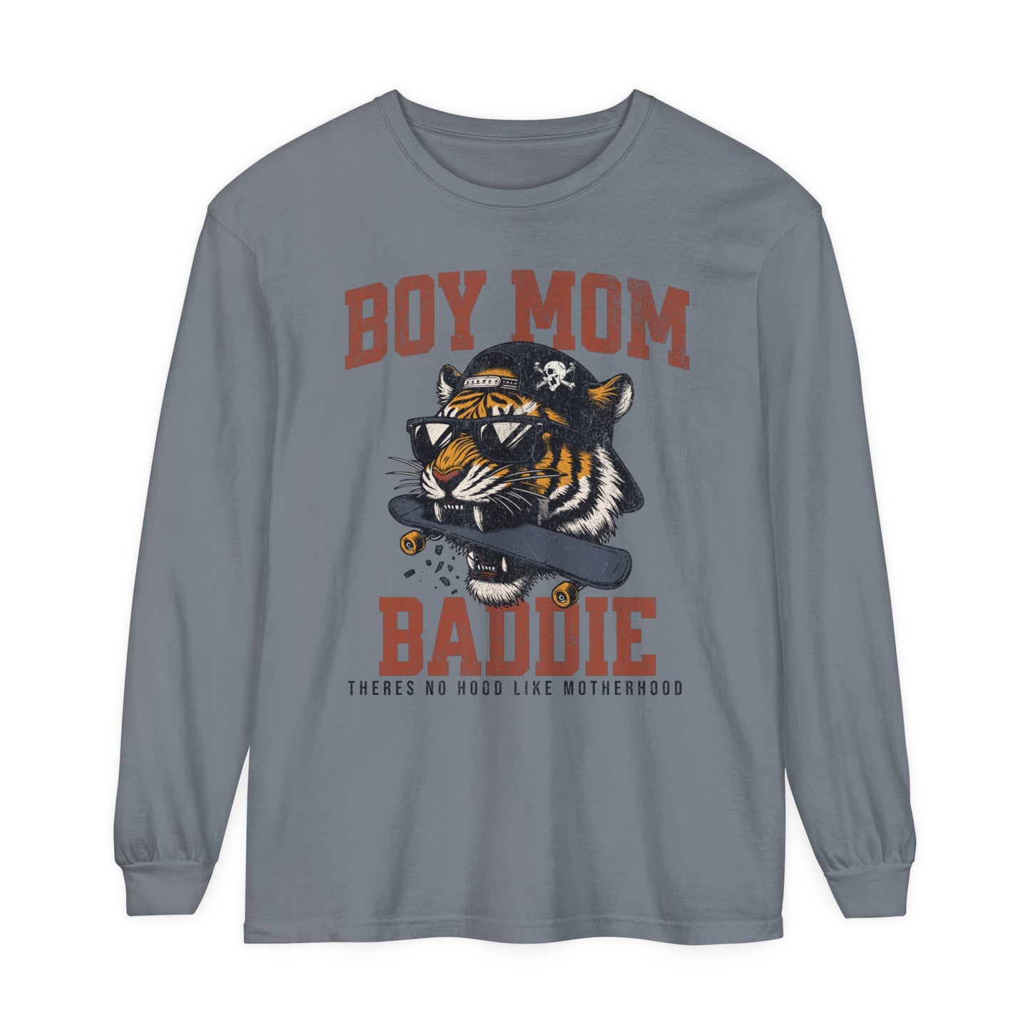 Baddie Boy Mom | Unisex Garment Dyed Long Sleeve Tee