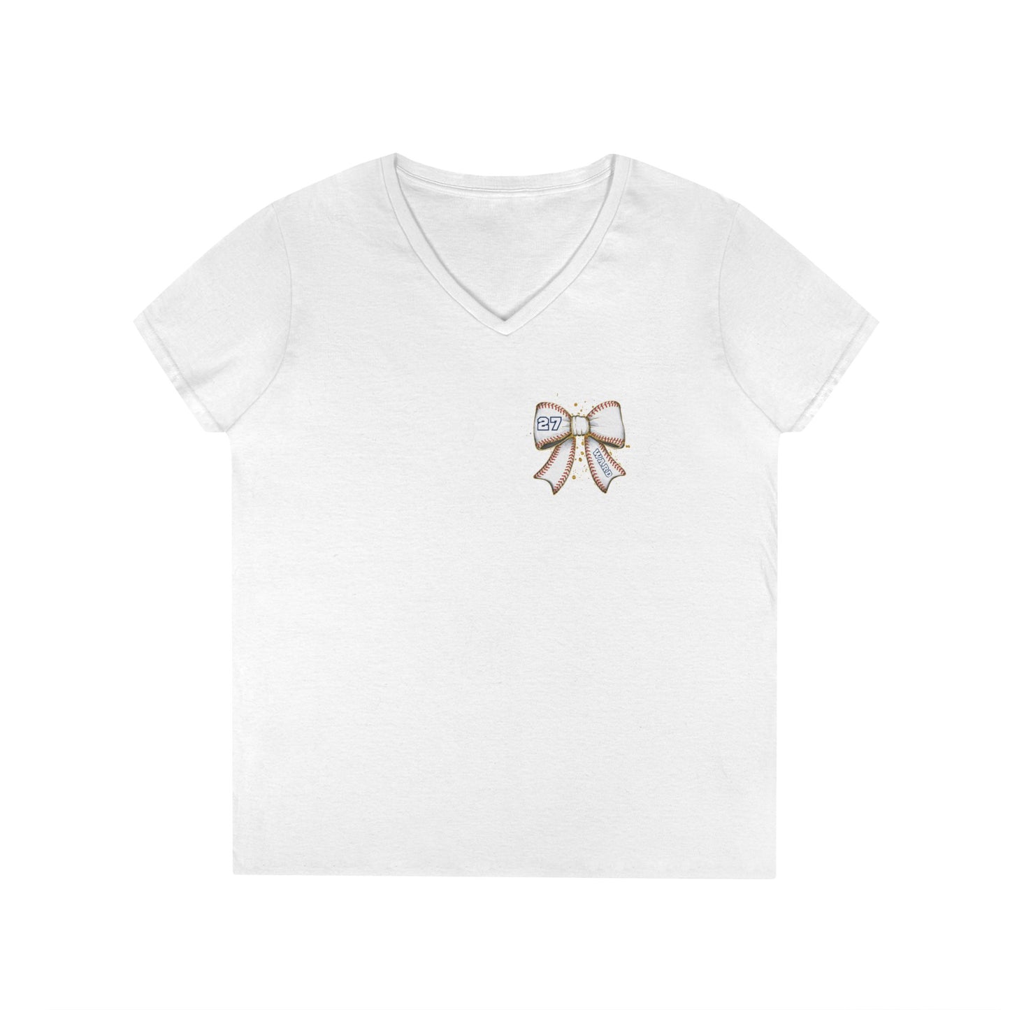 Personalized Game Day Bow V-Neck Tee