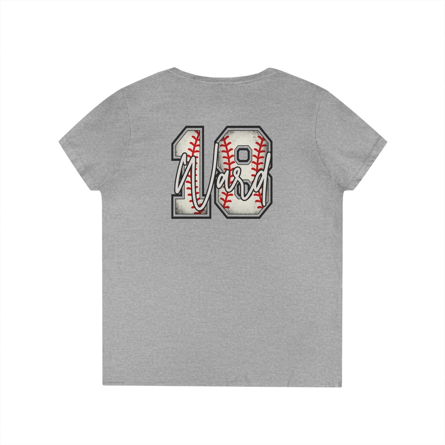 Personalized Vintage Baseball Mama V-Neck Tee