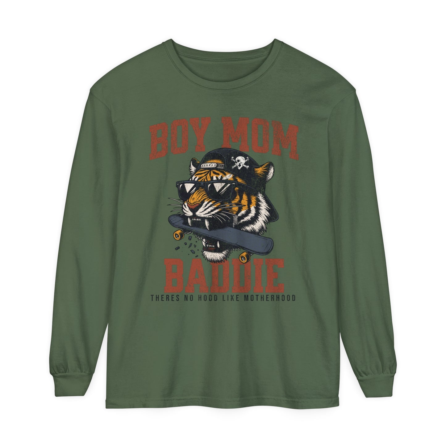 Baddie Boy Mom | Unisex Garment Dyed Long Sleeve Tee