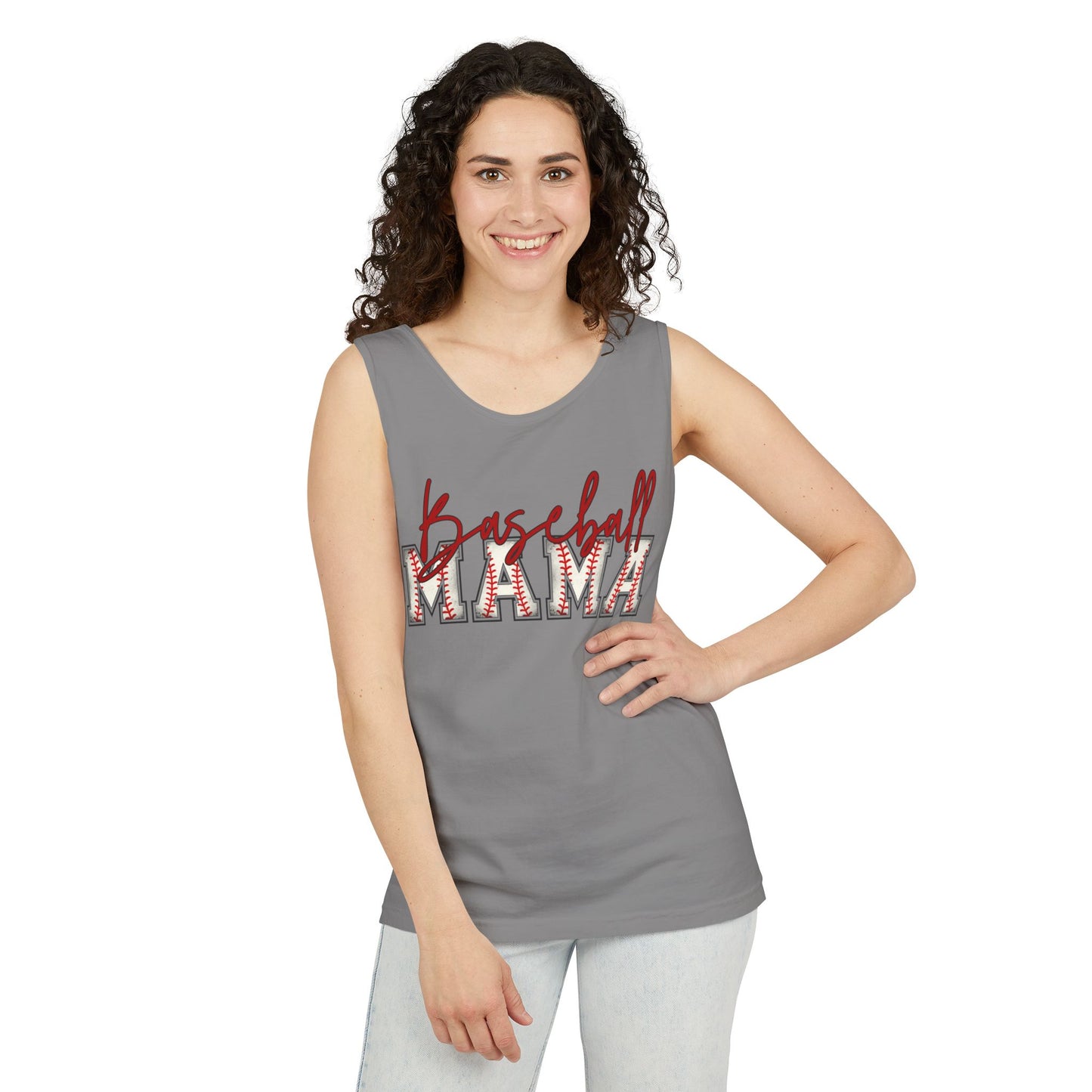 Personalized Vintage Baseball Mama Garment-Dyed Tank