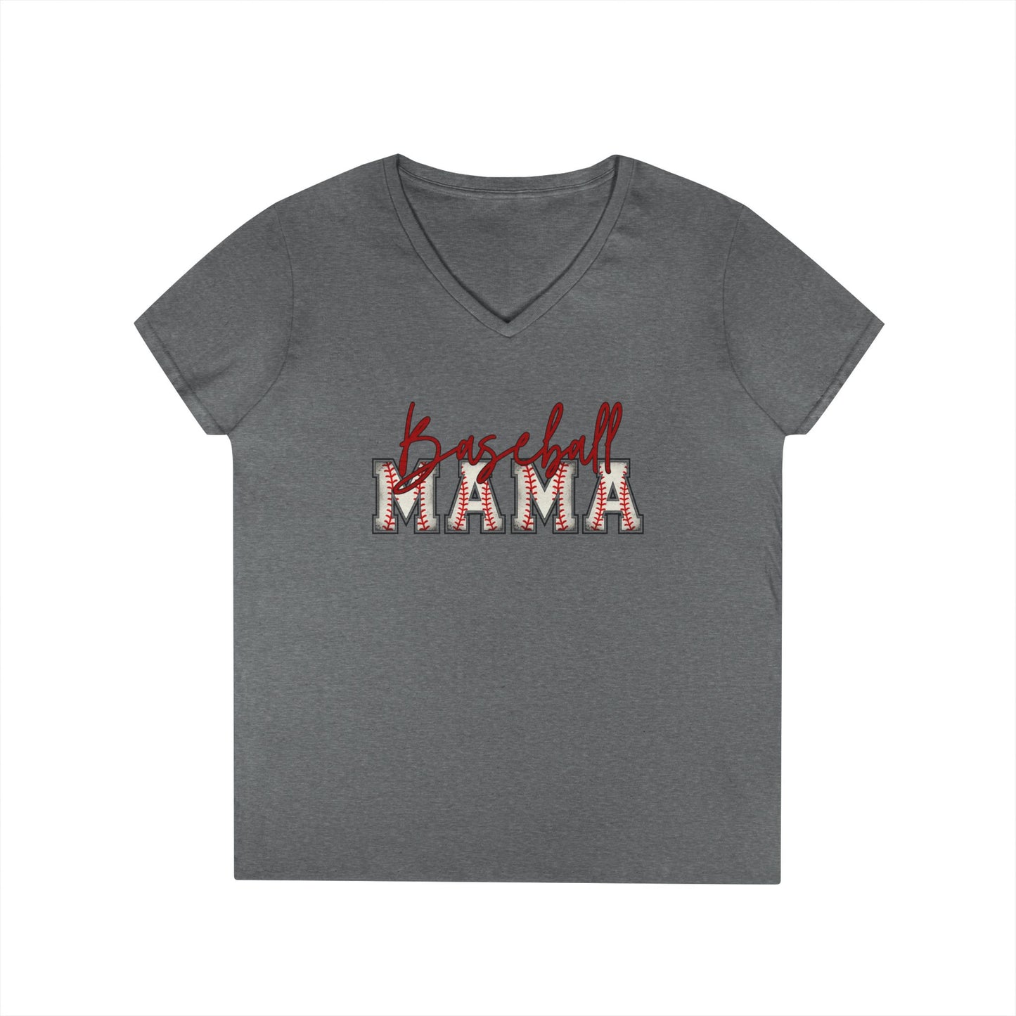 Personalized Vintage Baseball Mama V-Neck Tee