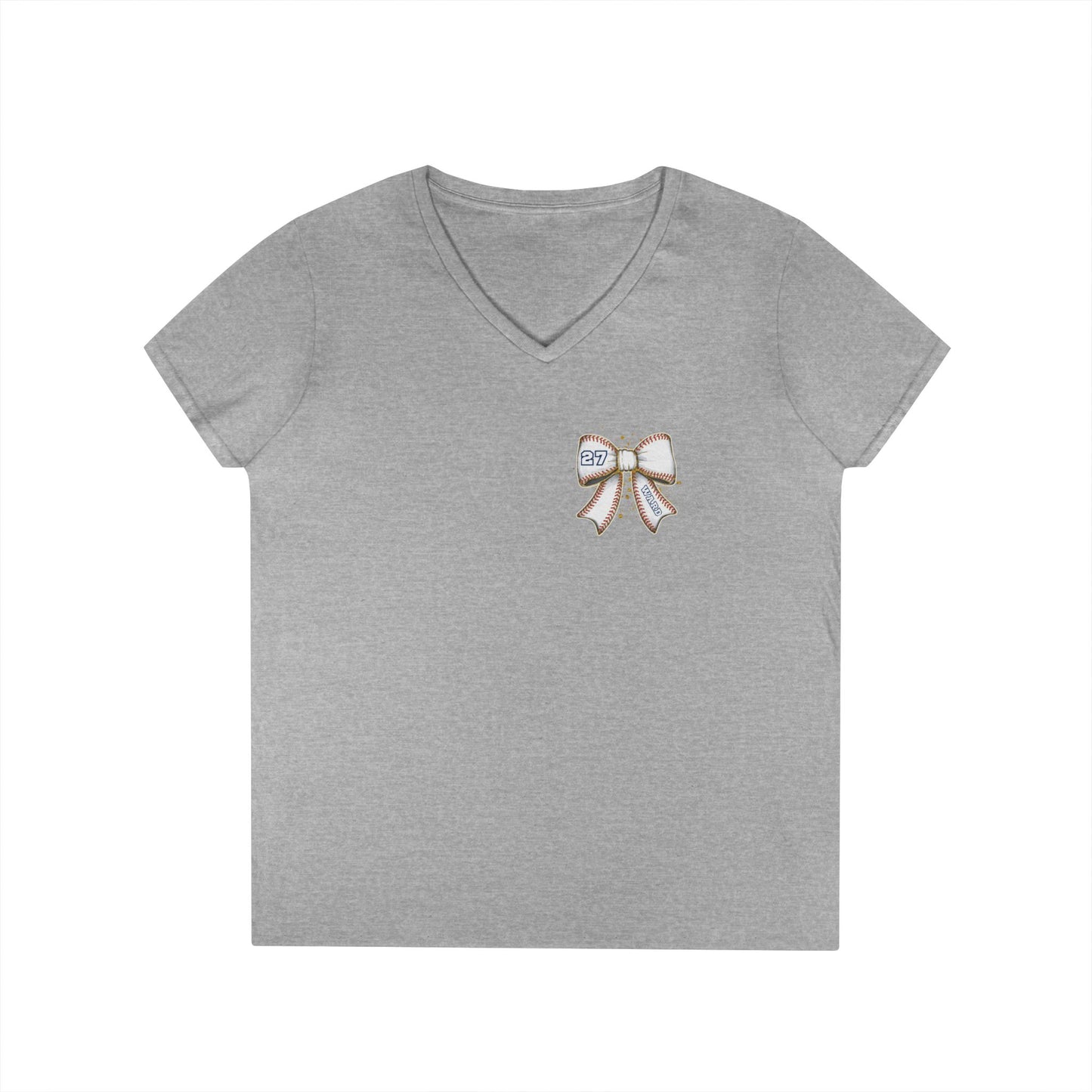 Personalized Game Day Bow V-Neck Tee
