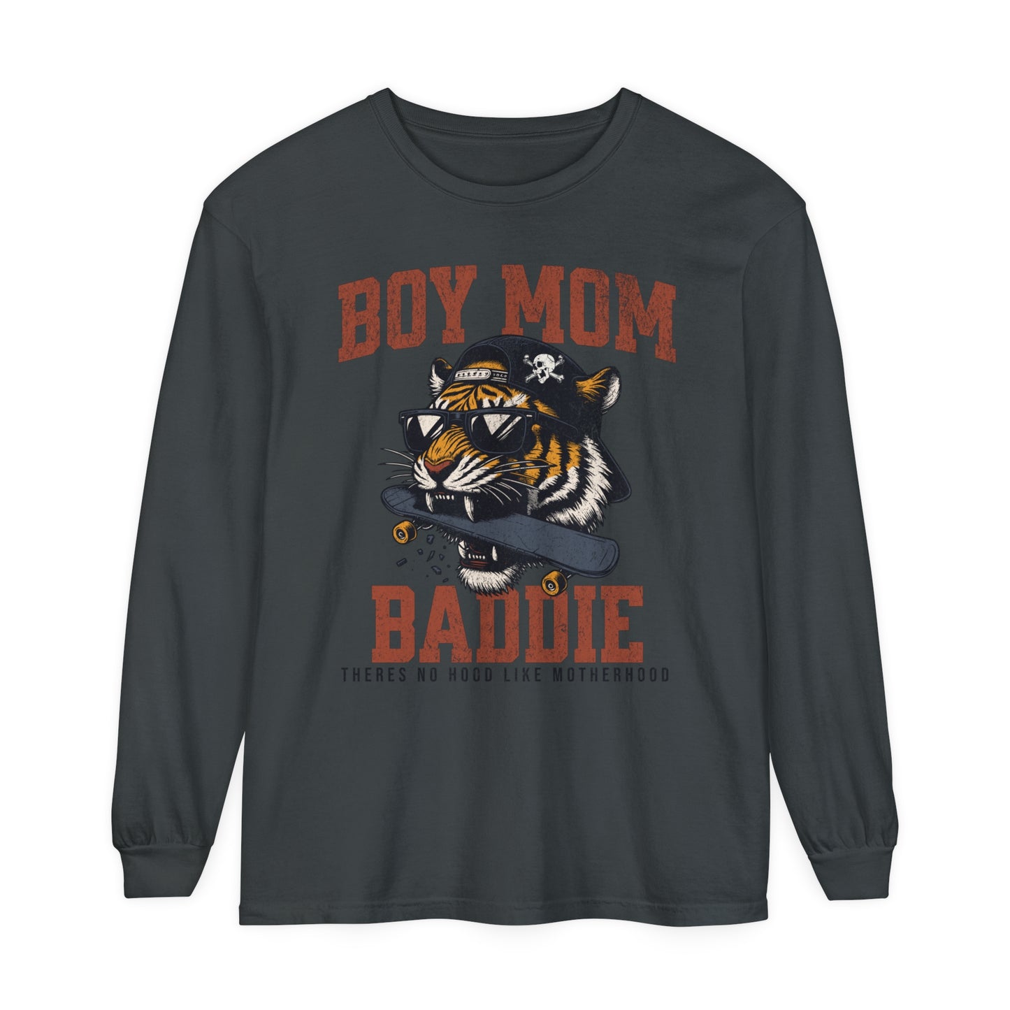 Baddie Boy Mom | Unisex Garment Dyed Long Sleeve Tee