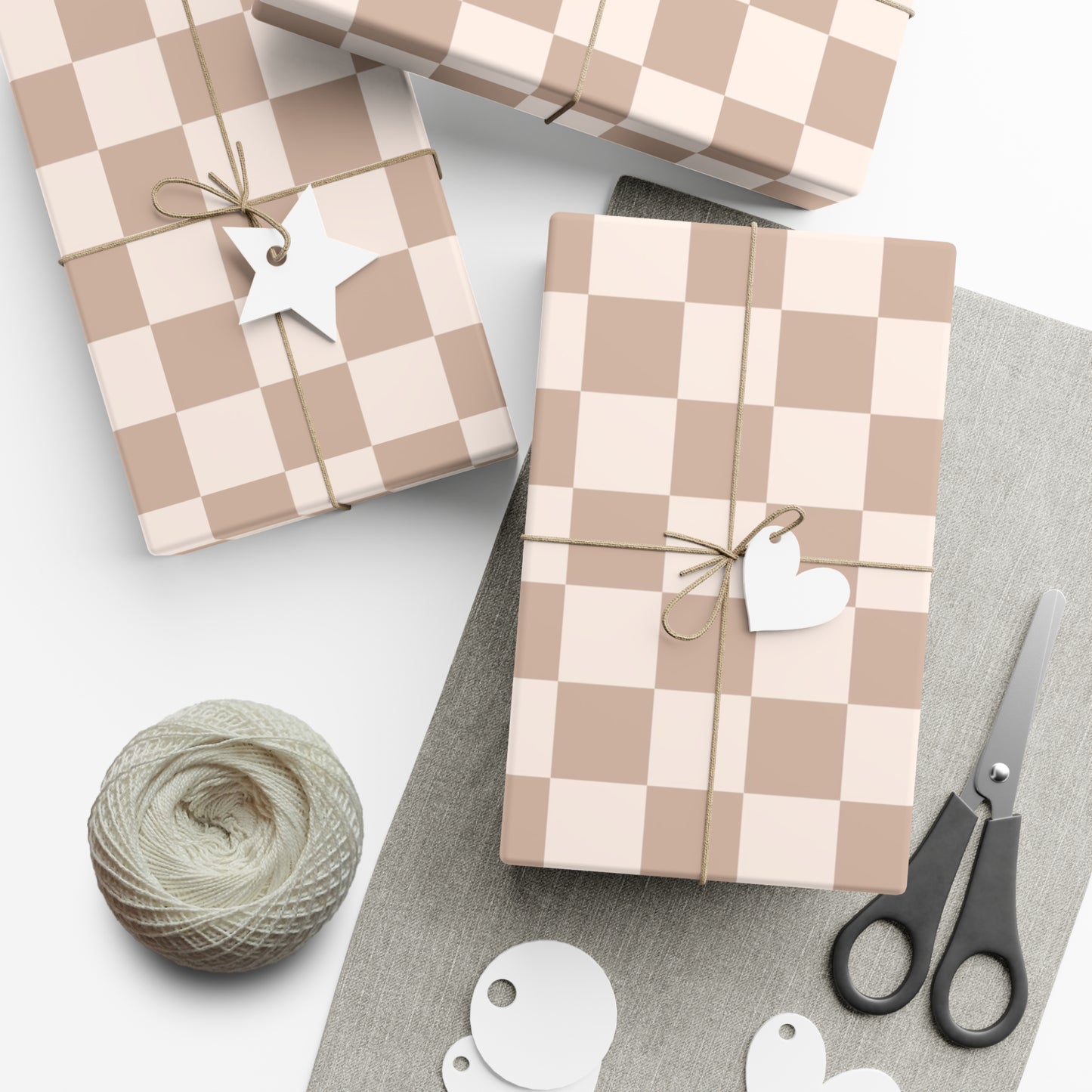 Neutral Check | Gift Wrap Papers | 2 size options