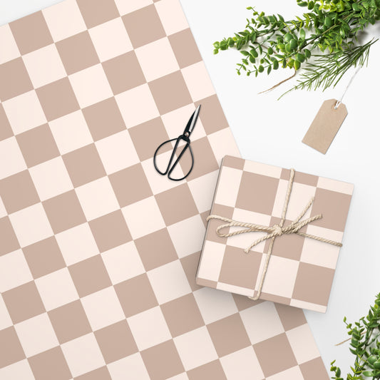 Neutral Check | Wrapping Paper Sheet 24" × 36"