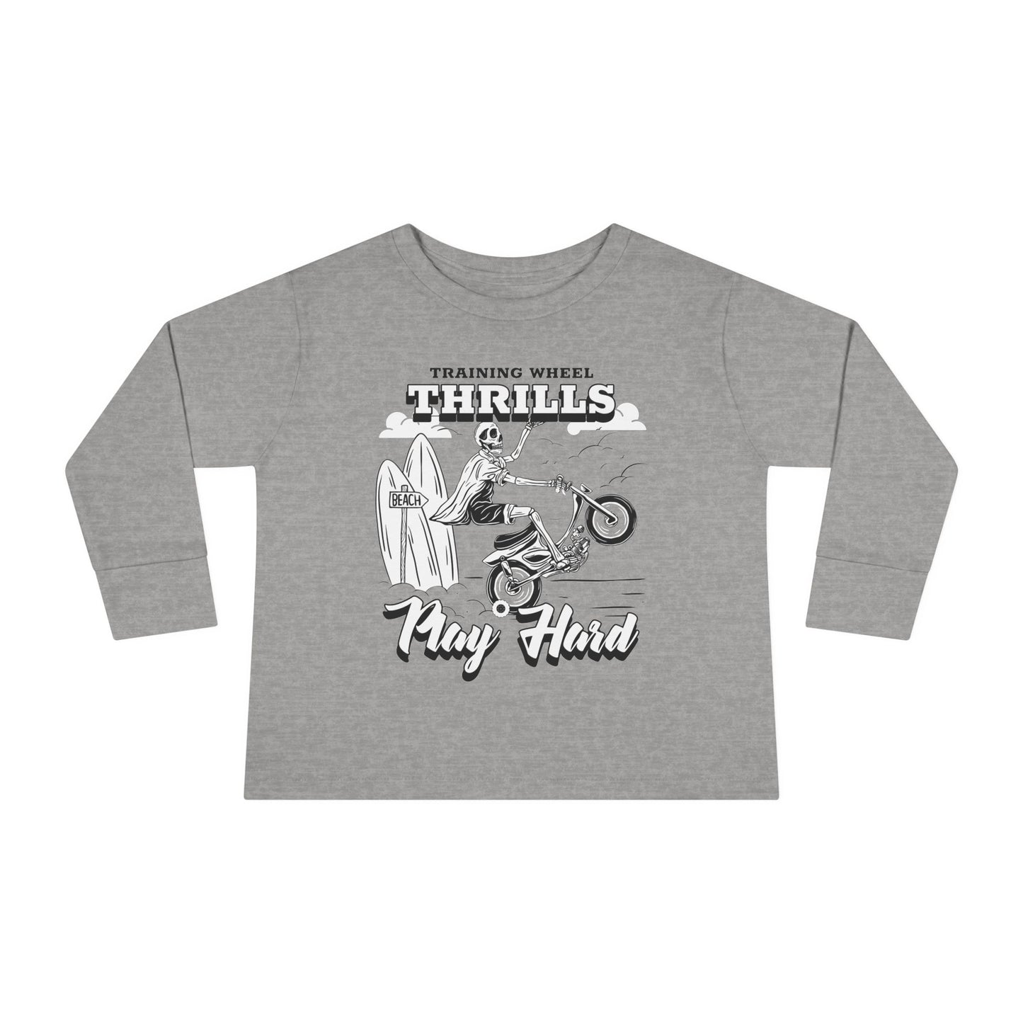 Training Wheels, Play Hard | Toddler Long Sleeve Tee