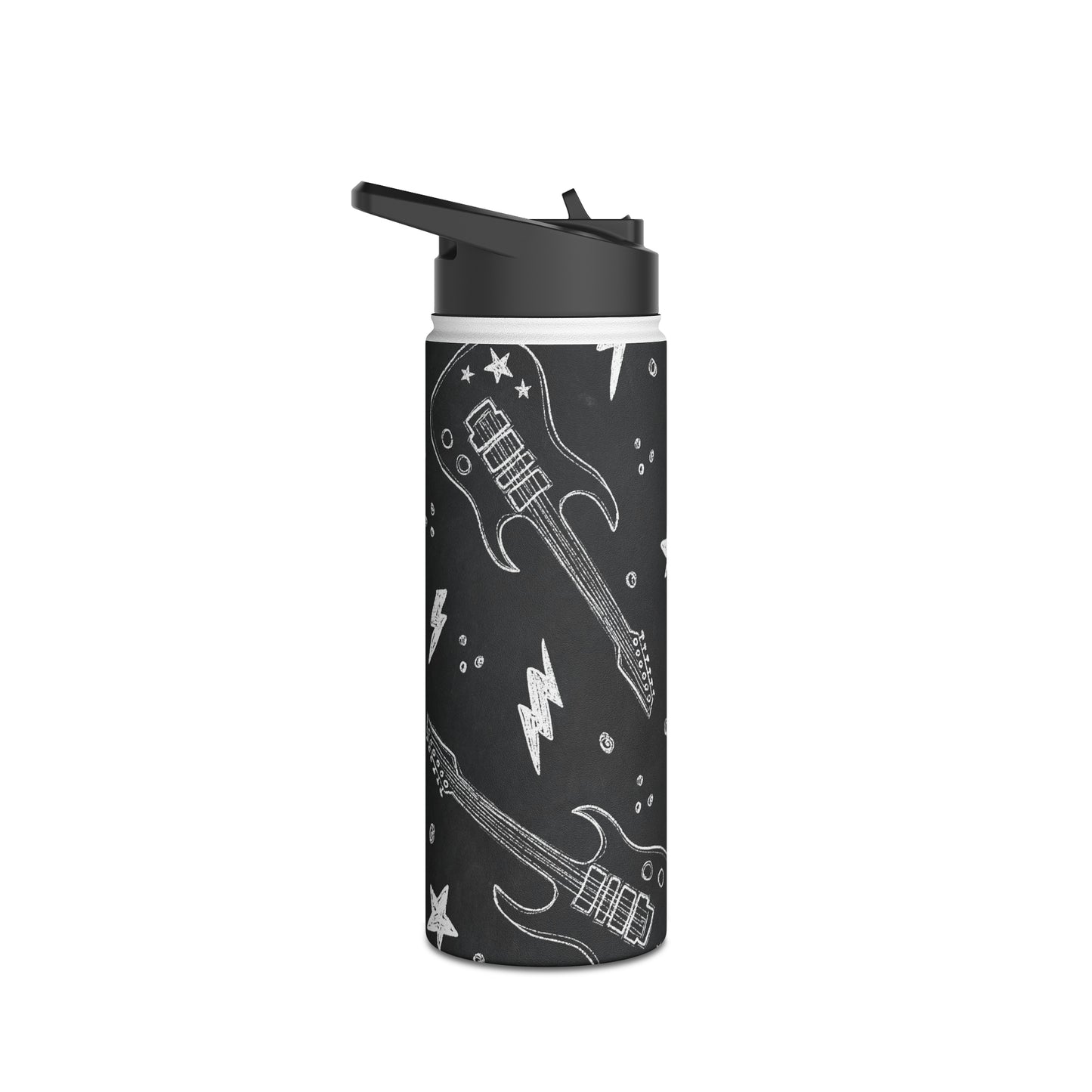 Rock On Stainless Steel Water Bottle, With Straw