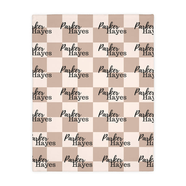 Checkered | Personalized | Velveteen Minky Blanket (Two-sided print)