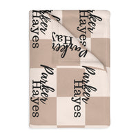 Checkered | Personalized | Velveteen Minky Blanket (Two-sided print)