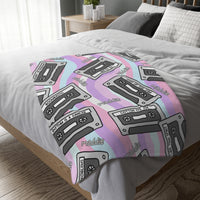 Colorful 90s Tapes | Personalized | Velveteen Minky Blanket (Two-sided print)