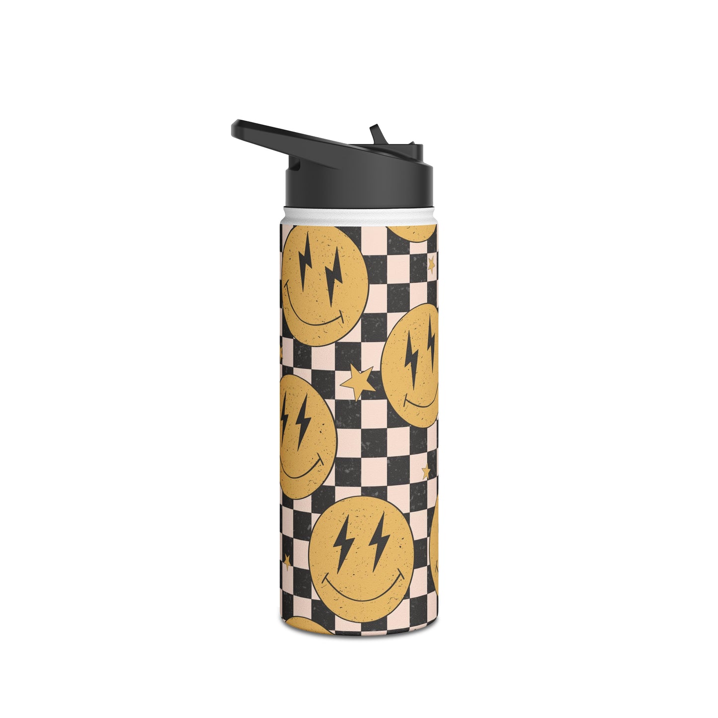 Bolt Face Stainless Steel Water Bottle, With Straw