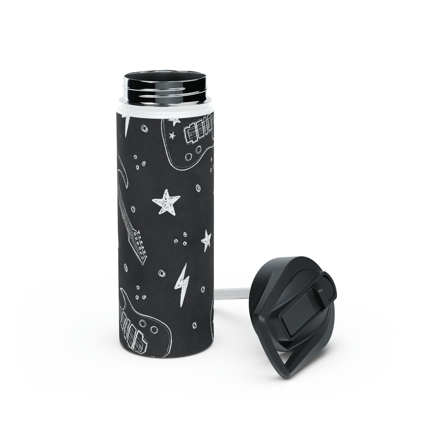 Rock On Stainless Steel Water Bottle, With Straw