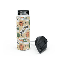 Happy Feet Stainless Steel Water Bottle, With Straw