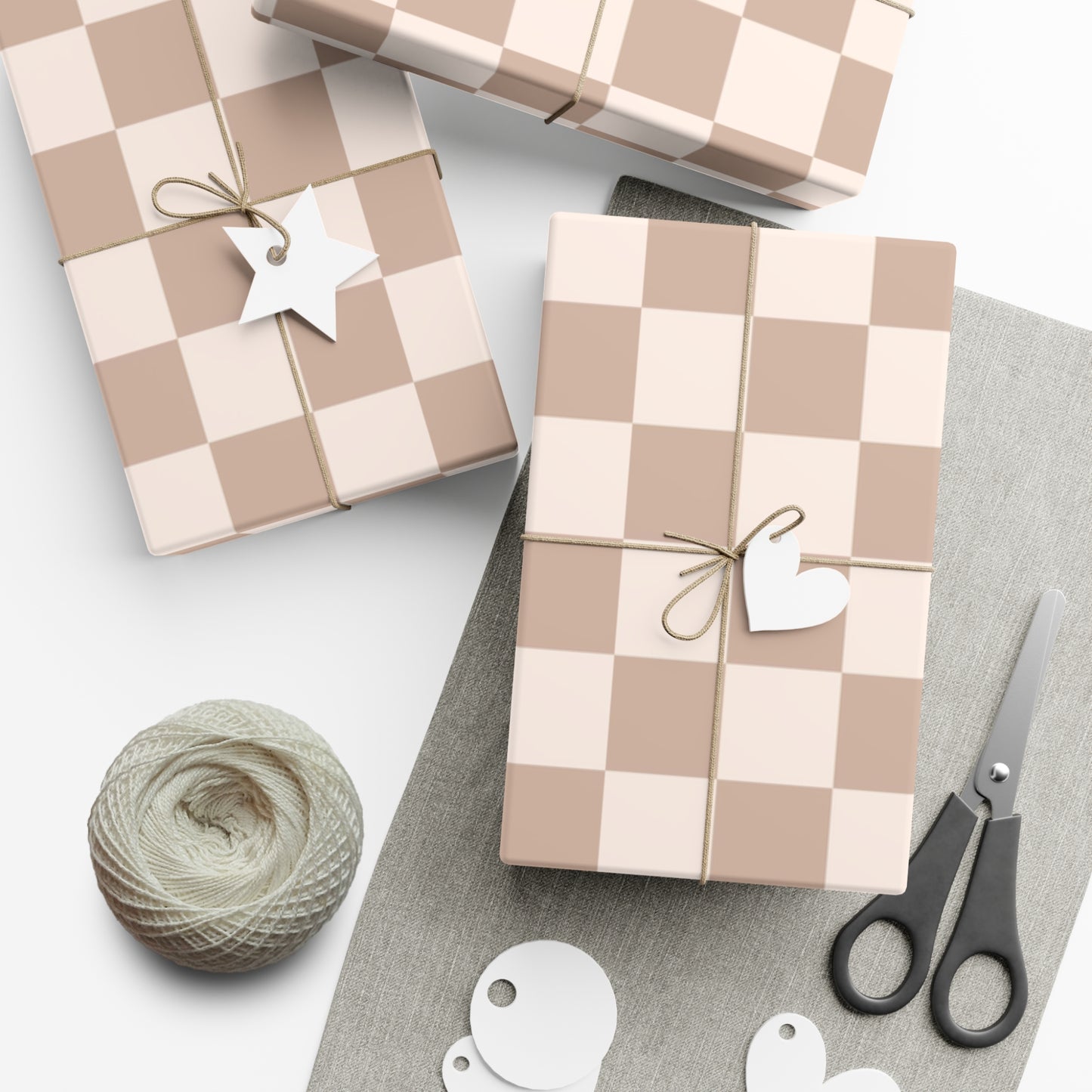 Neutral Check | Gift Wrap Papers | 2 size options