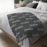 Simple Monochrome | Personalized | Velveteen Minky Blanket (Two-sided print)