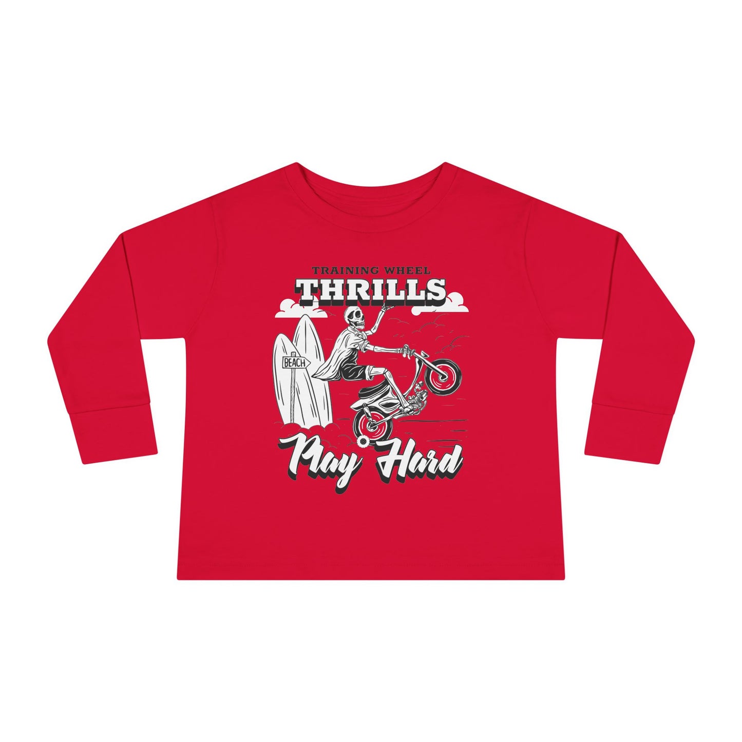 Training Wheels, Play Hard | Toddler Long Sleeve Tee