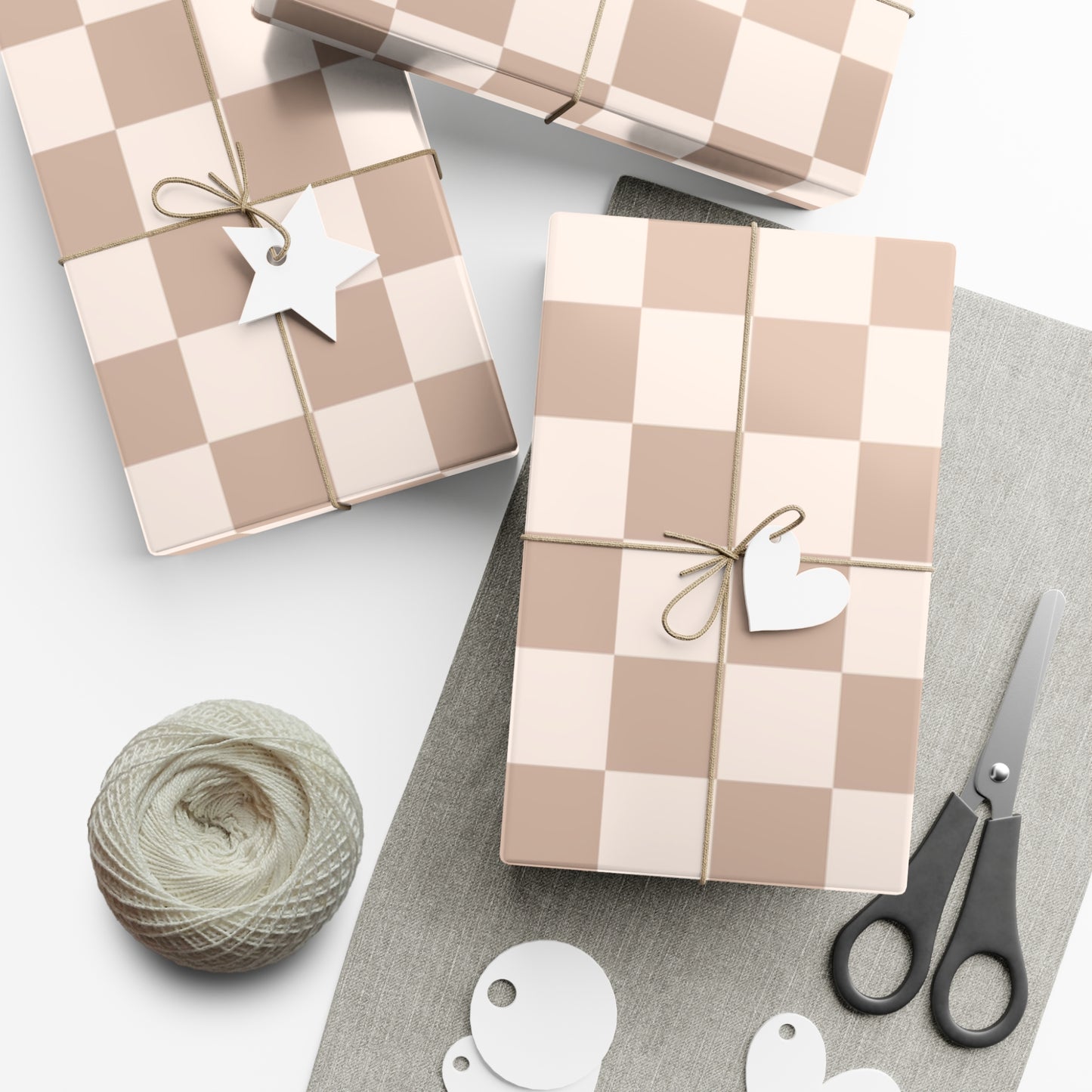 Neutral Check | Gift Wrap Papers | 2 size options