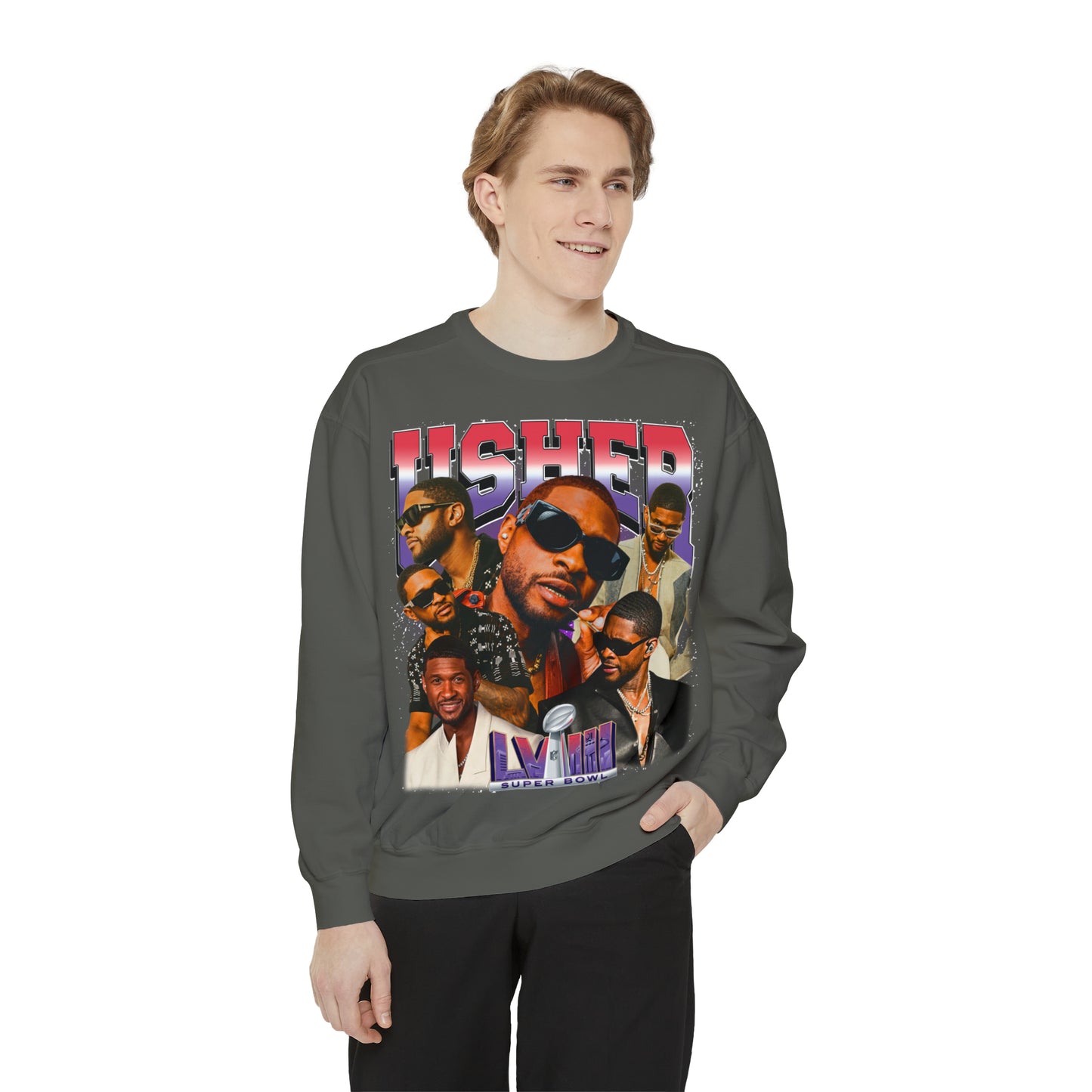 Usher | Super Bowl Halftime | Unisex Garment-Dyed Sweatshirt