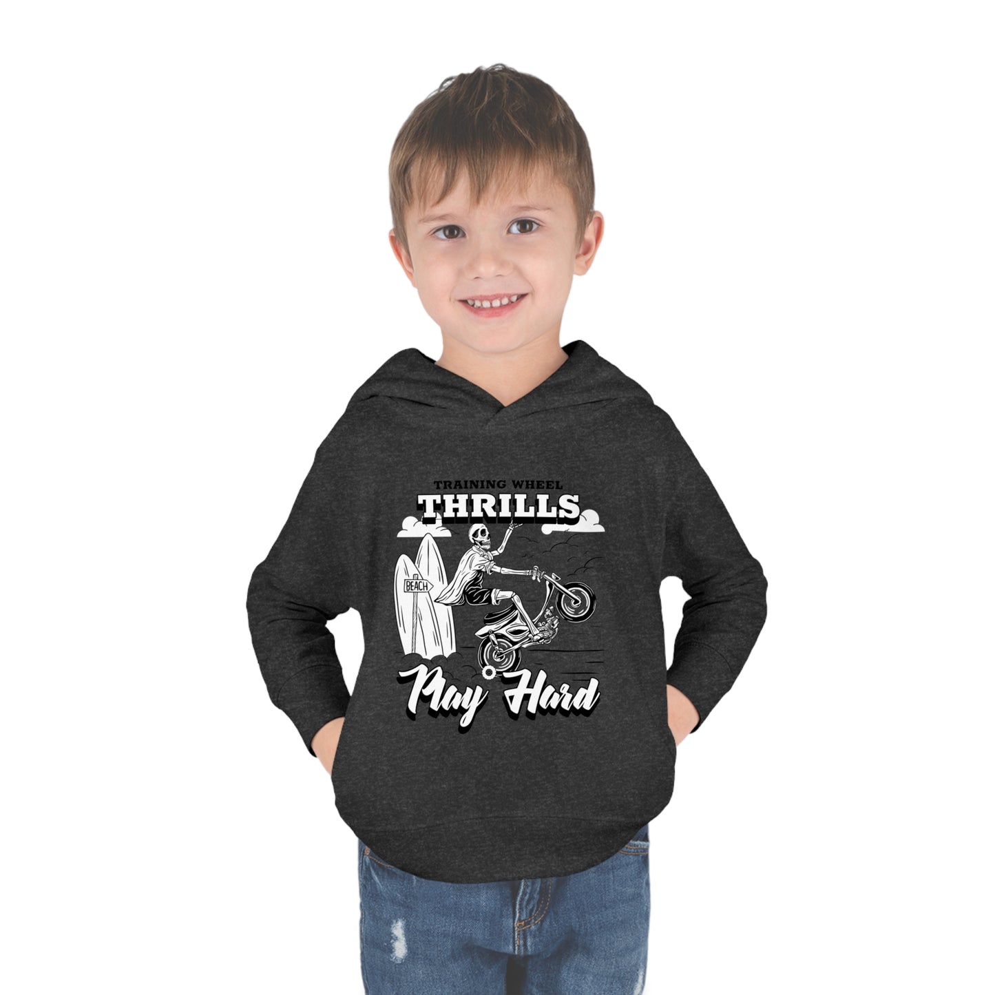 Training Wheels, Play Hard | Toddler Pullover Hoodie