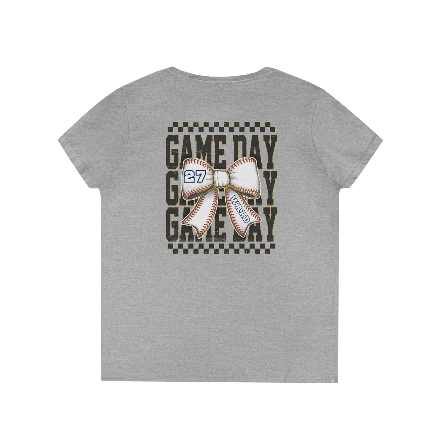 Personalized Game Day Bow V-Neck Tee