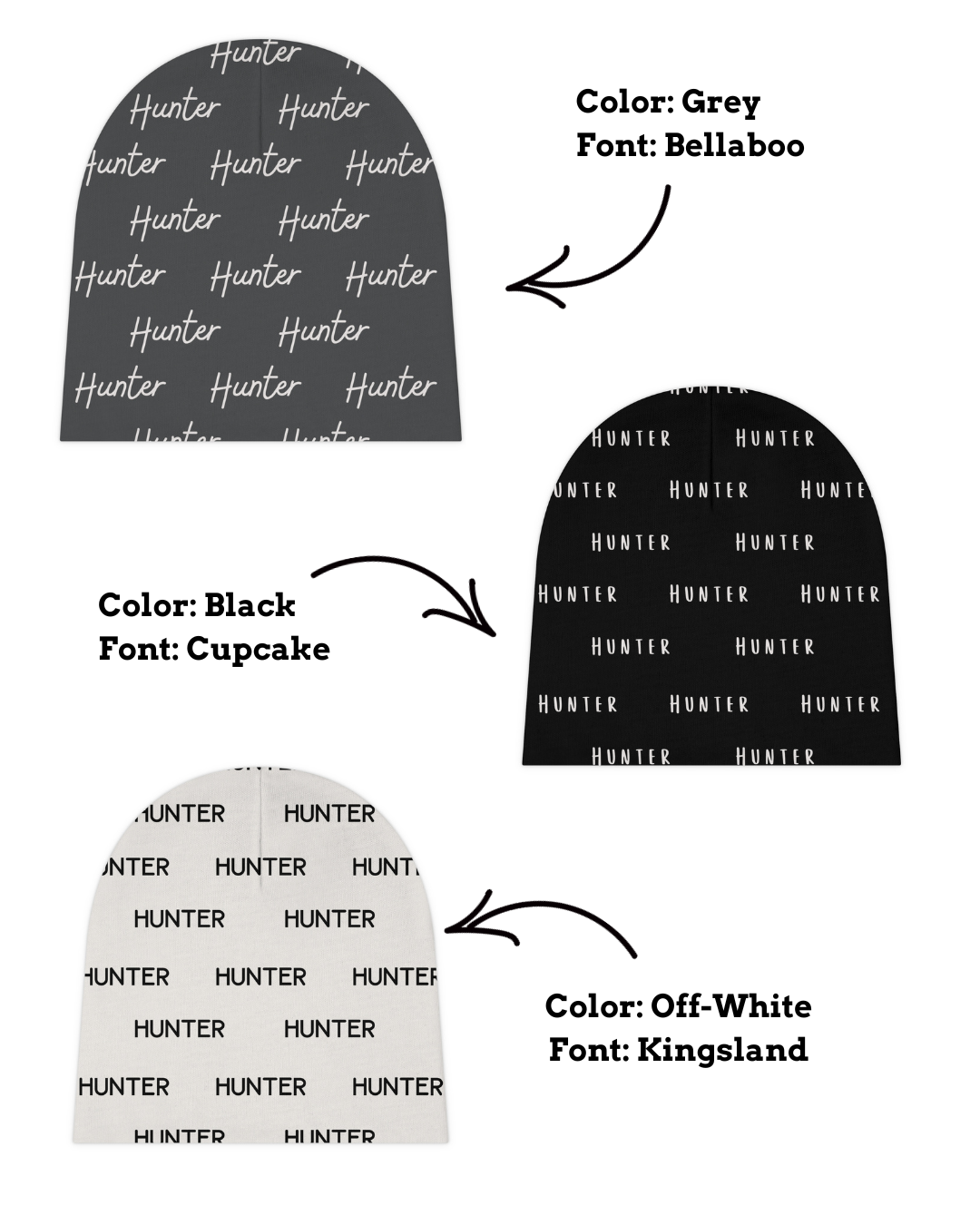 Simple Monochrome | Personalized | Baby Beanie