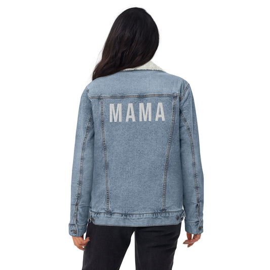 Modern Mama Embroidered Denim Sherpa Jacket