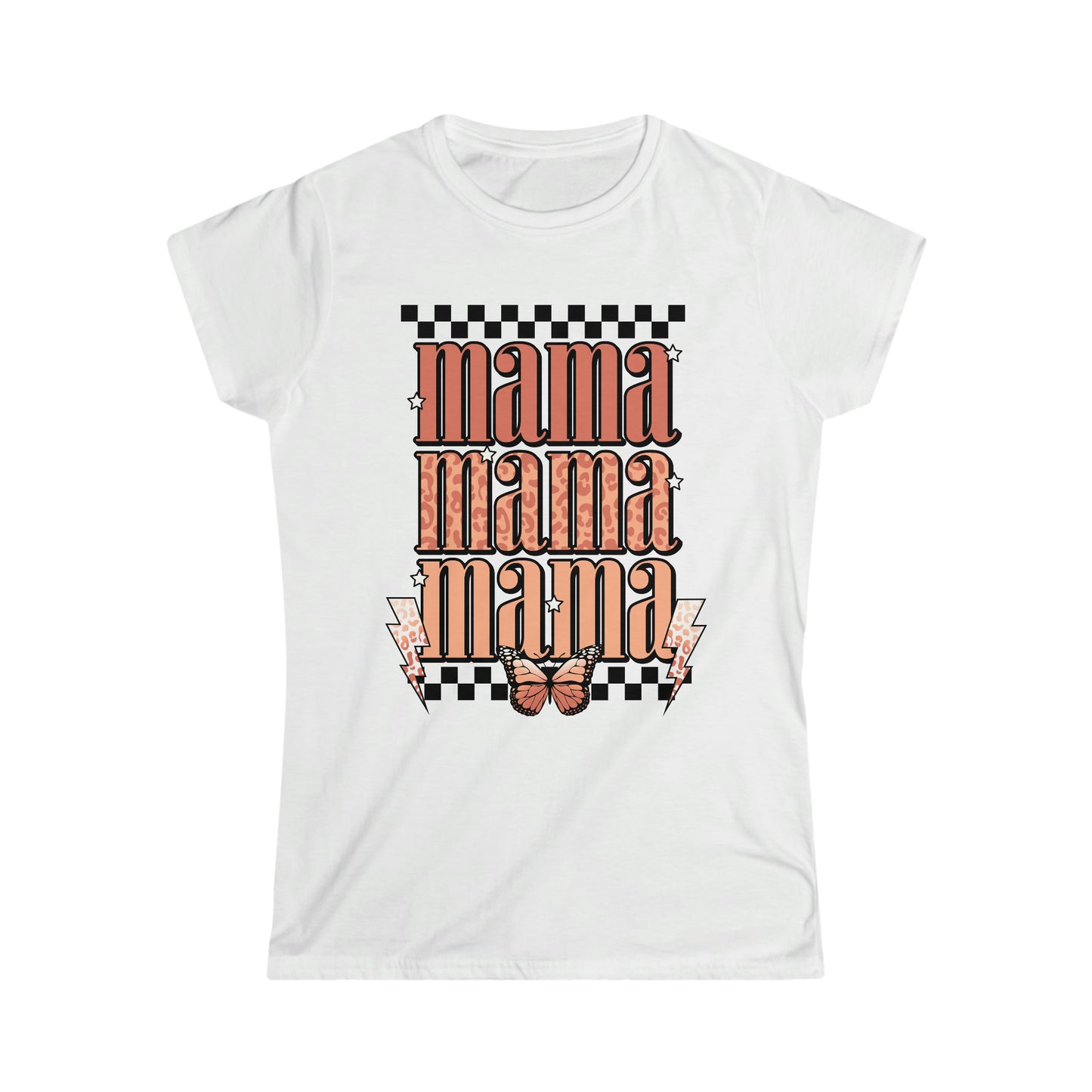 Mama Checkered Butterfly  | Women's Softstyle Tee